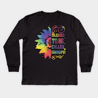 Sunflower Blessed To Be Called Grandma Mothers Day Kids Long Sleeve T-Shirt